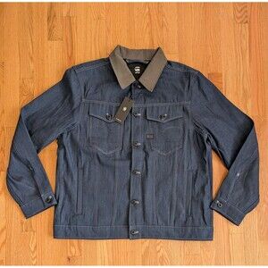 G Star Raw Denim Jacket Mens 2XL Blue Dark Wash Arc 3D Kara Steel $190 NWT